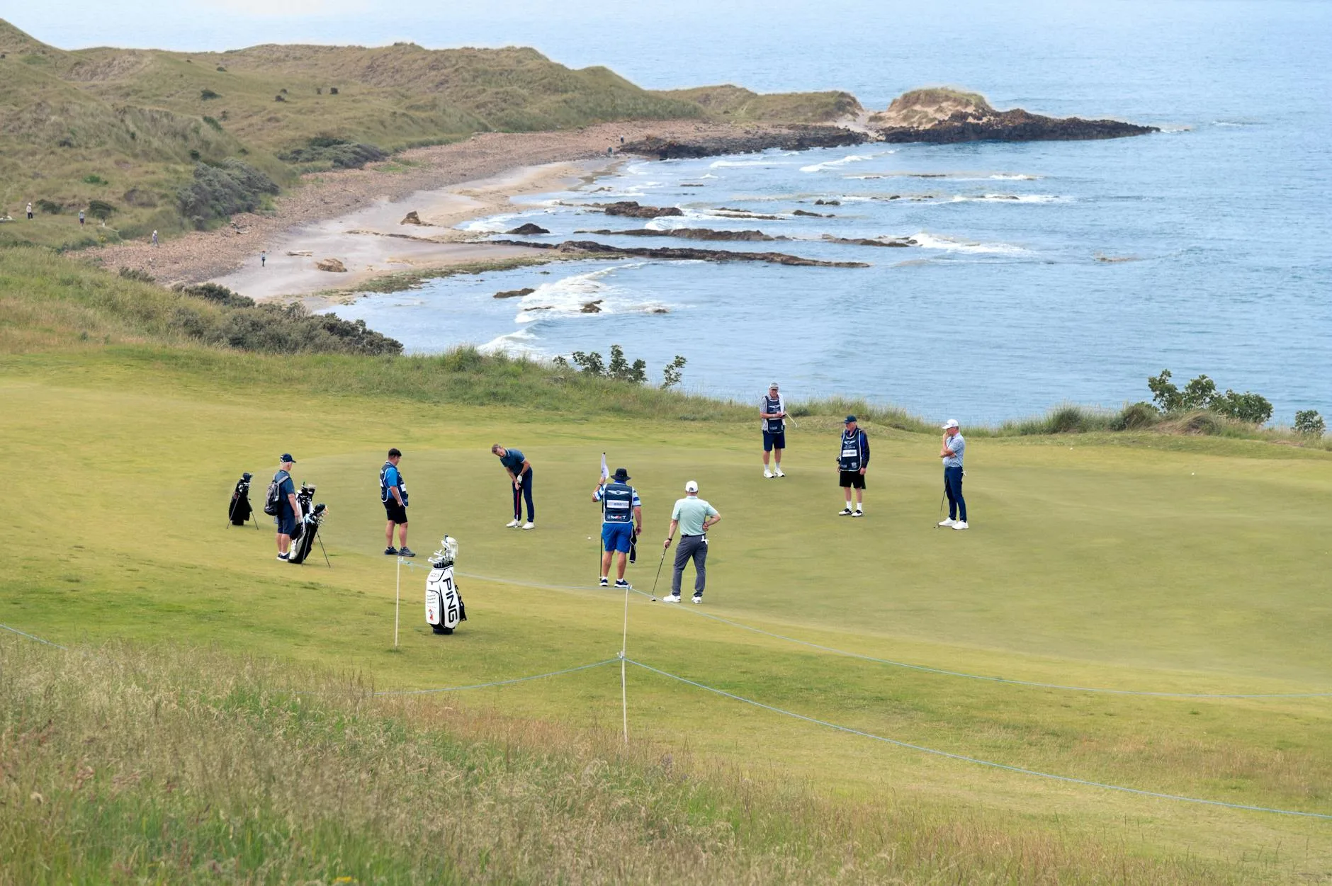Scottish links golf course along the coastline