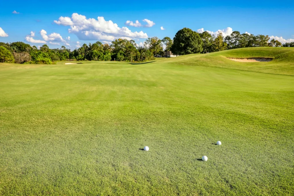 Bright golf course fairway on a sunny day