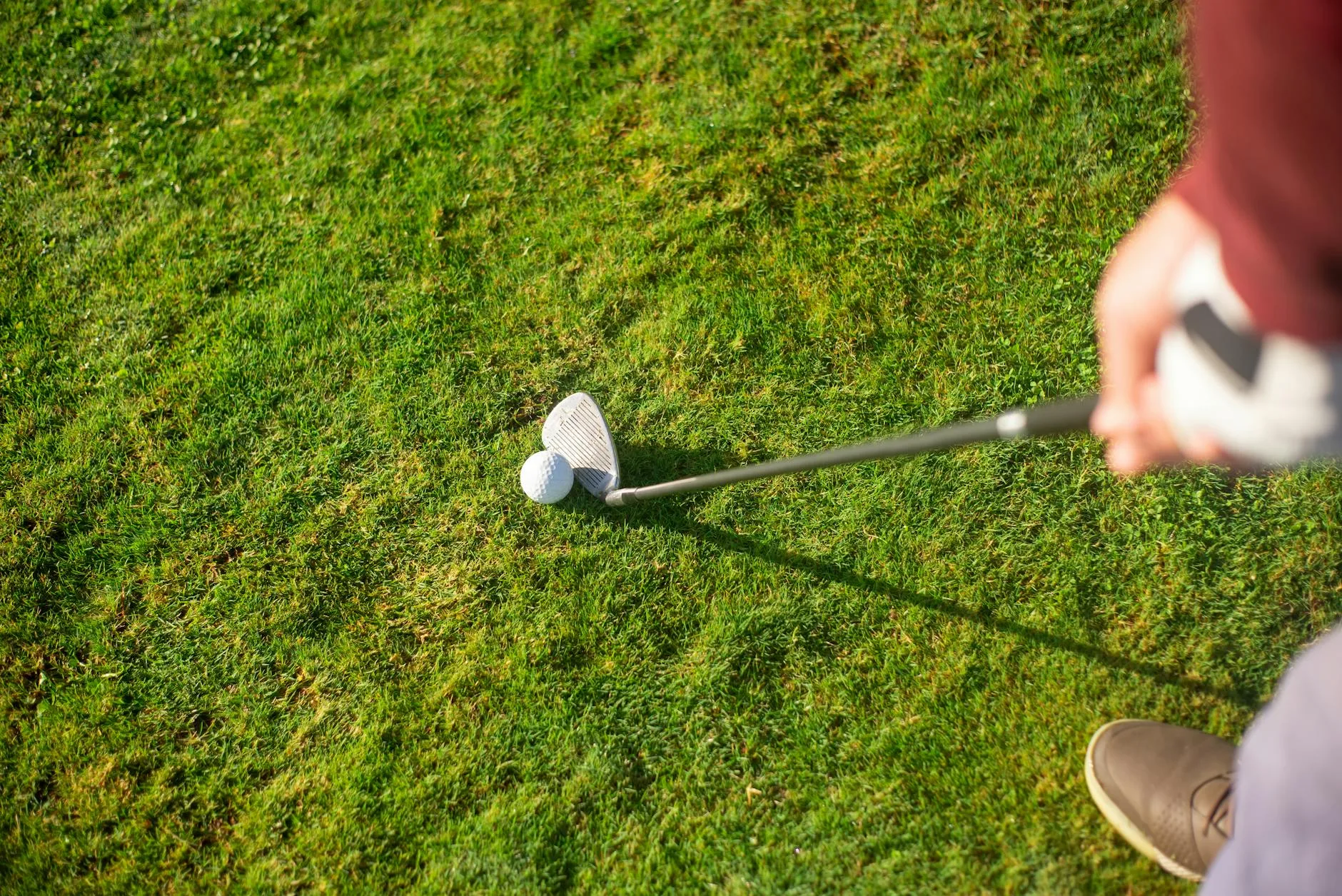 Detail of a golf wedge sole showing the bounce angle