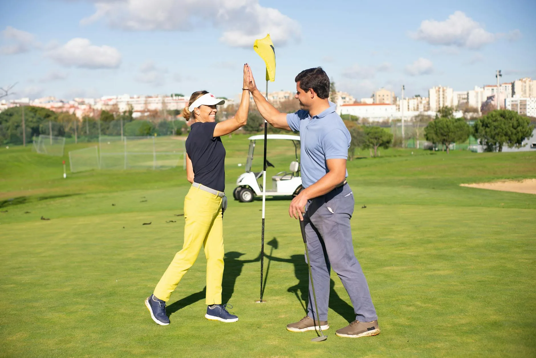 Golfer celebrating on the course
