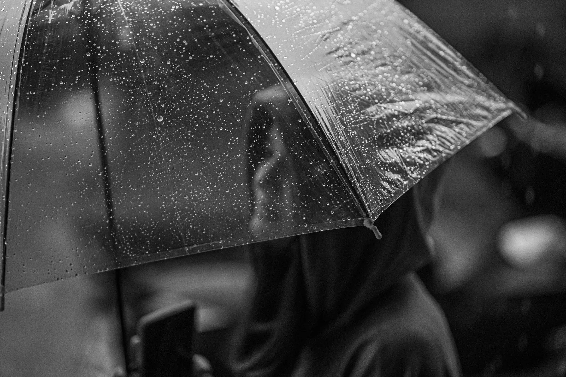 Large umbrella standing strong in wind