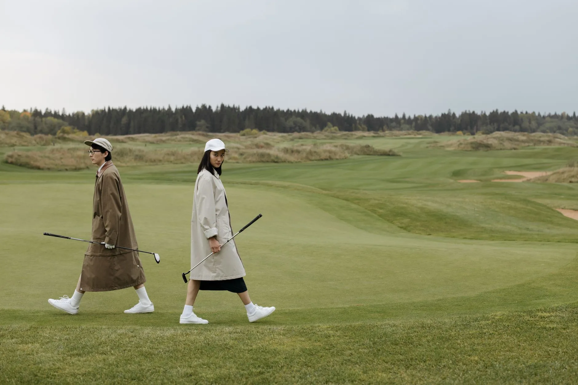 Club golfers walking the fairway during a Stableford round