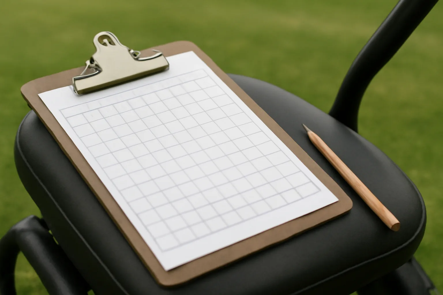 Plain golf scorecard and pencil used for Stableford scoring