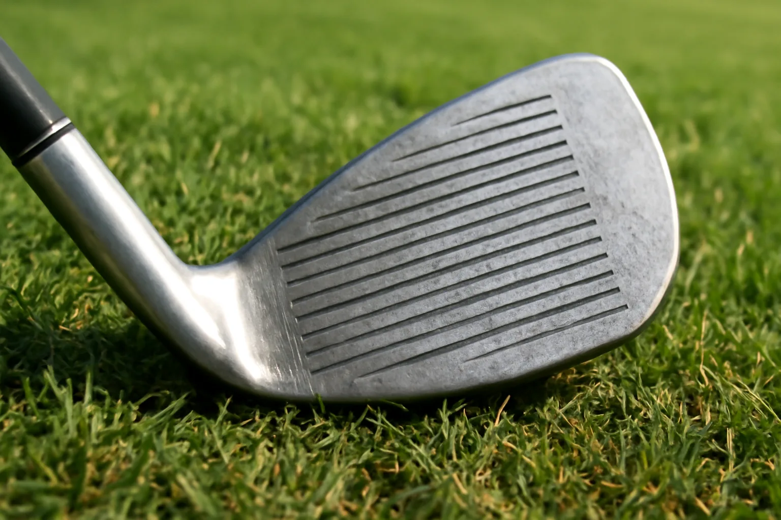 Used golf iron face showing grooves to inspect
