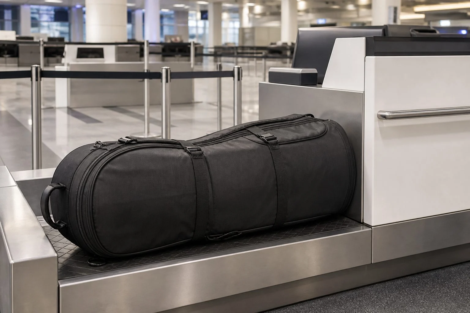 Golf travel cover at an airport baggage counter